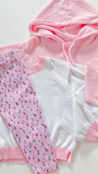 Stella Heart Sweater - White + Pink (13/14,16)
